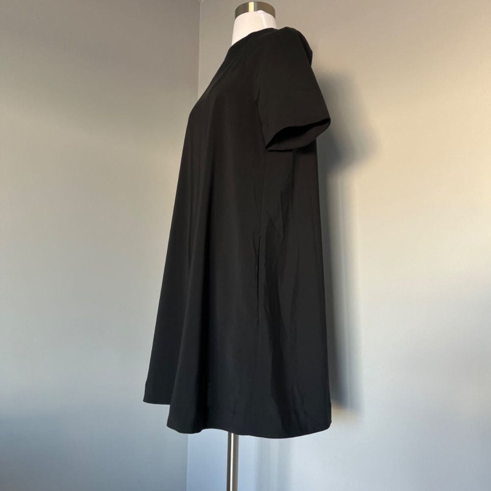 And Other Stories High Neck Black Polyester Scuba A-line Casual Shortsleev Dress - Picture 4 of 14
